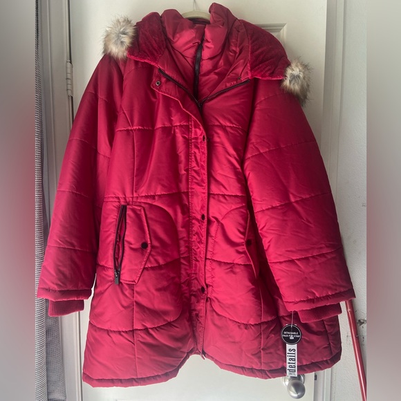 Tail Jackets & Blazers - Magenta Puffer Jacket with Faux Fur Hood